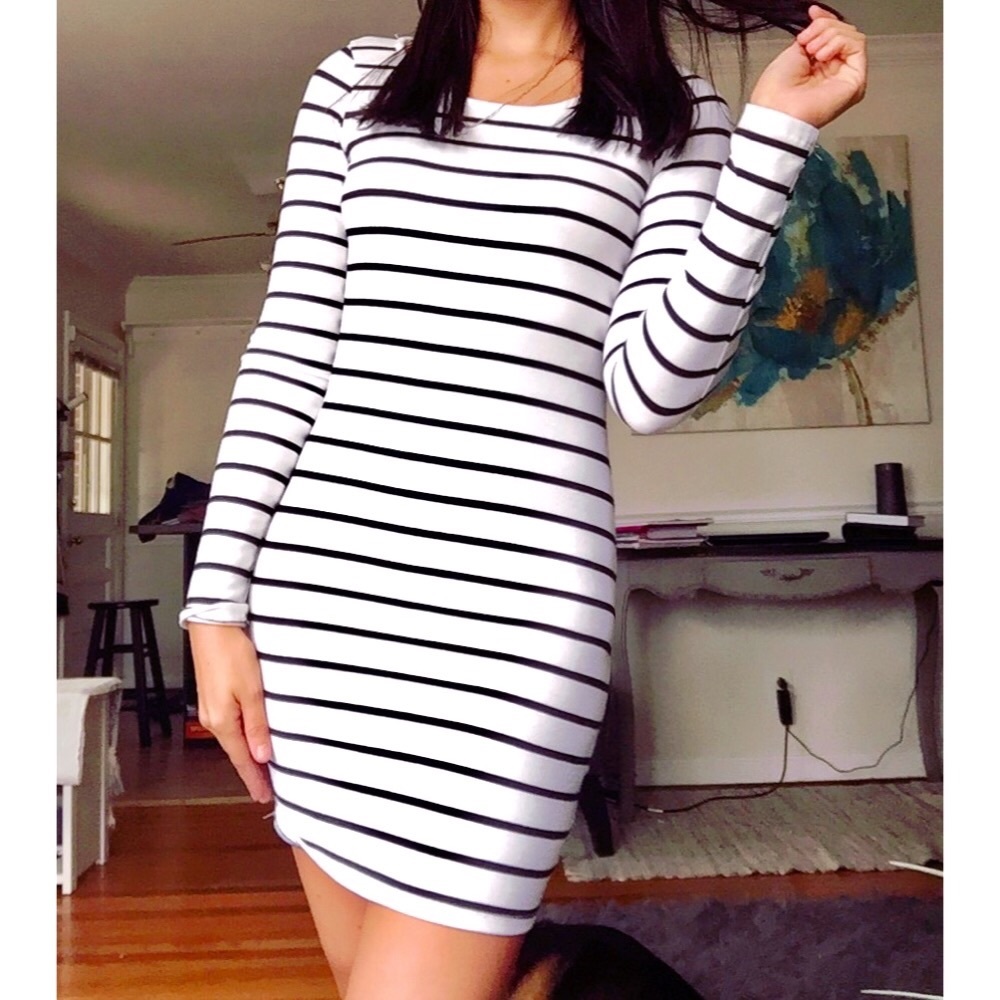 Black and White Striped Dress